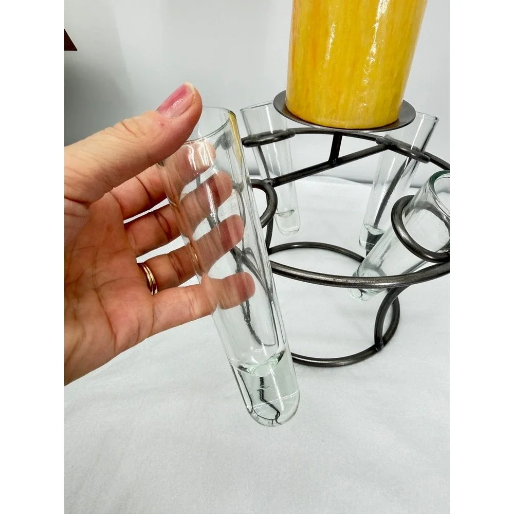 Bud Vase Pillar Plate Candelaria Home Las Flores Wrought Iron Centerpiece Decor